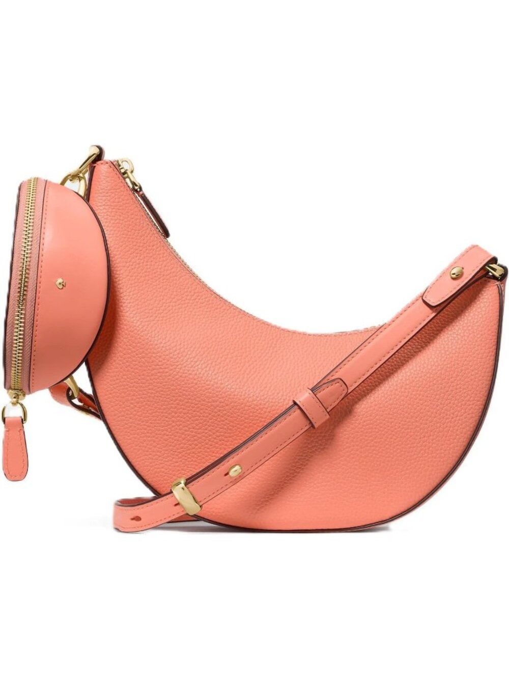 Women's Melon Ball Leather Duo Crossbody Bag Adjustable Strap Shoulder Purse
